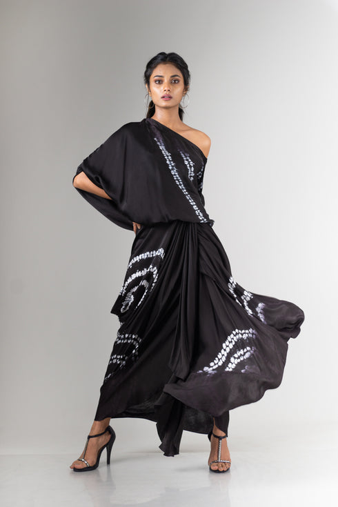 Gather Cowl Skirt & Off Shoulder Top